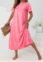 Kleid maxi w panterkę Candy Panther Rosa