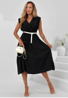 Kleid midi z kopertowym dekoltem Solenne Breeze Weiß