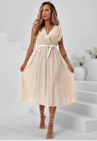 Kleid midi z kopertowym dekoltem Solenne Breeze Weiß