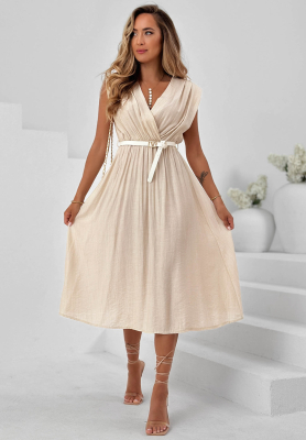 Viskosekleid mit Wickelausschnitt Solenne Breeze Beige
