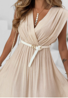 Kleid midi z kopertowym dekoltem Solenne Breeze Weiß