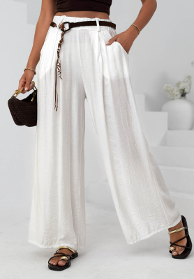Weit geschnittene Hose aus Viskose Summer Trace Ecru