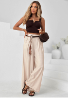 Material Hose wide leg z wiskozy Summer Trace Mokkafarben