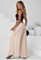 Material Hose wide leg z wiskozy Summer Trace Mokkafarben