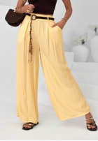 Material Hose wide leg z wiskozy Summer Trace Mokkafarben