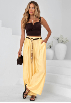 Material Hose wide leg z wiskozy Summer Trace Mokkafarben