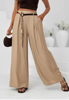 Material Hose wide leg z wiskozy Summer Trace Mokkafarben