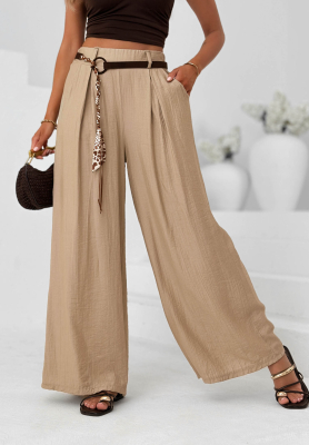 Weit geschnittene Hose aus Viskose Summer Trace Mokkafarben