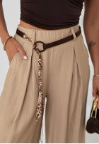 Material Hose wide leg z wiskozy Summer Trace Mokkafarben