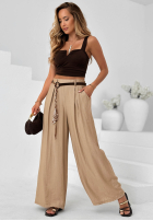 Material Hose wide leg z wiskozy Summer Trace Mokkafarben