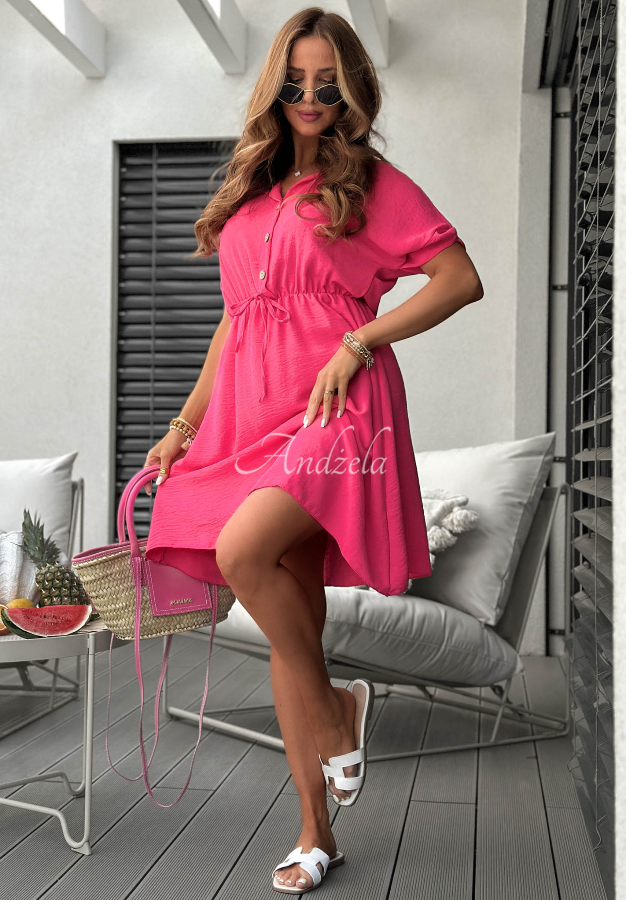 Hemdkleid aus Viskose The Holiday Fuchsia