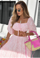 Set Bluse Kleid im spanischen Stil i Rock w haftowane kwiaty Sun Princess Puderrosa