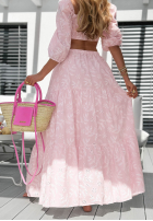 Set Bluse Kleid im spanischen Stil i Rock w haftowane kwiaty Sun Princess Puderrosa