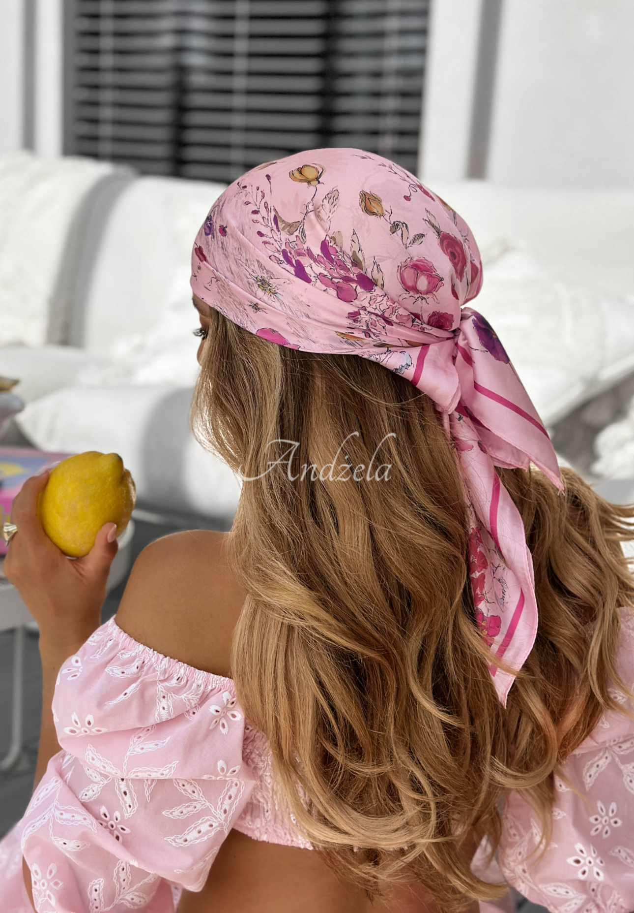 Viskose-Halstuch mit Blumenmuster Floral Touch Rosa