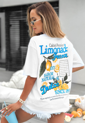 Baumwoll-T-Shirt mit Aufdruck Limonada Fresca weiß-Blau