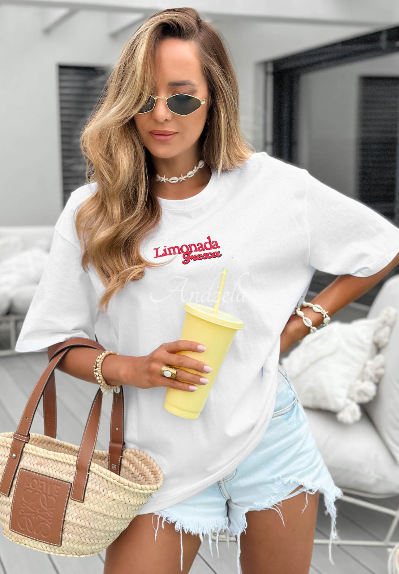 Baumwoll-T-Shirt mit Aufdruck Limonada Fresca weiß-Rot