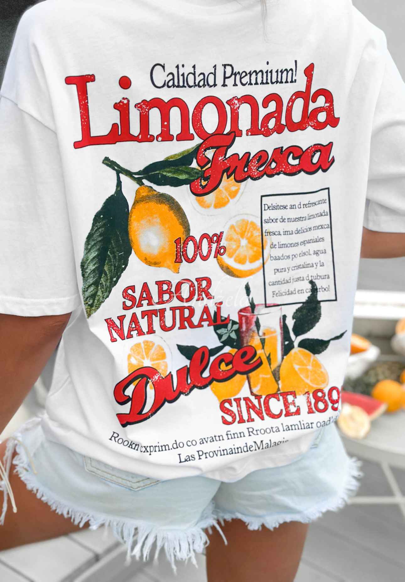 Baumwoll-T-Shirt mit Aufdruck Limonada Fresca weiß-Rot