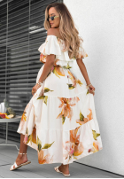 Kwiecista sukienka Kleid im spanischen Stil maxi z falbankami Florissa Fuchsia