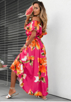 Kwiecista sukienka Kleid im spanischen Stil maxi z falbankami Florissa Fuchsia