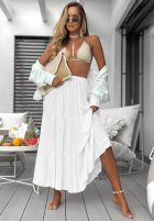 Asymetryczna Kleid maxi z falbankami Ocean Escape Khaki