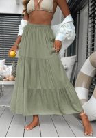 Asymetryczna Kleid maxi z falbankami Ocean Escape Khaki
