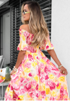 Kwiecista sukienka Kleid im spanischen Stil maxi z falbankami Bloom Coast pomarańczowo-Rosa