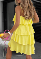 Kleid mini na ramiączkach z falbankami Sun Kiss Gelb