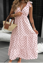 Kleid maxi na ramiączkach w Punkte Girly Dots Puderrosa