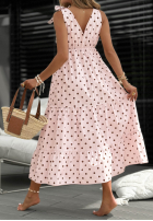 Kleid maxi na ramiączkach w Punkte Girly Dots Puderrosa