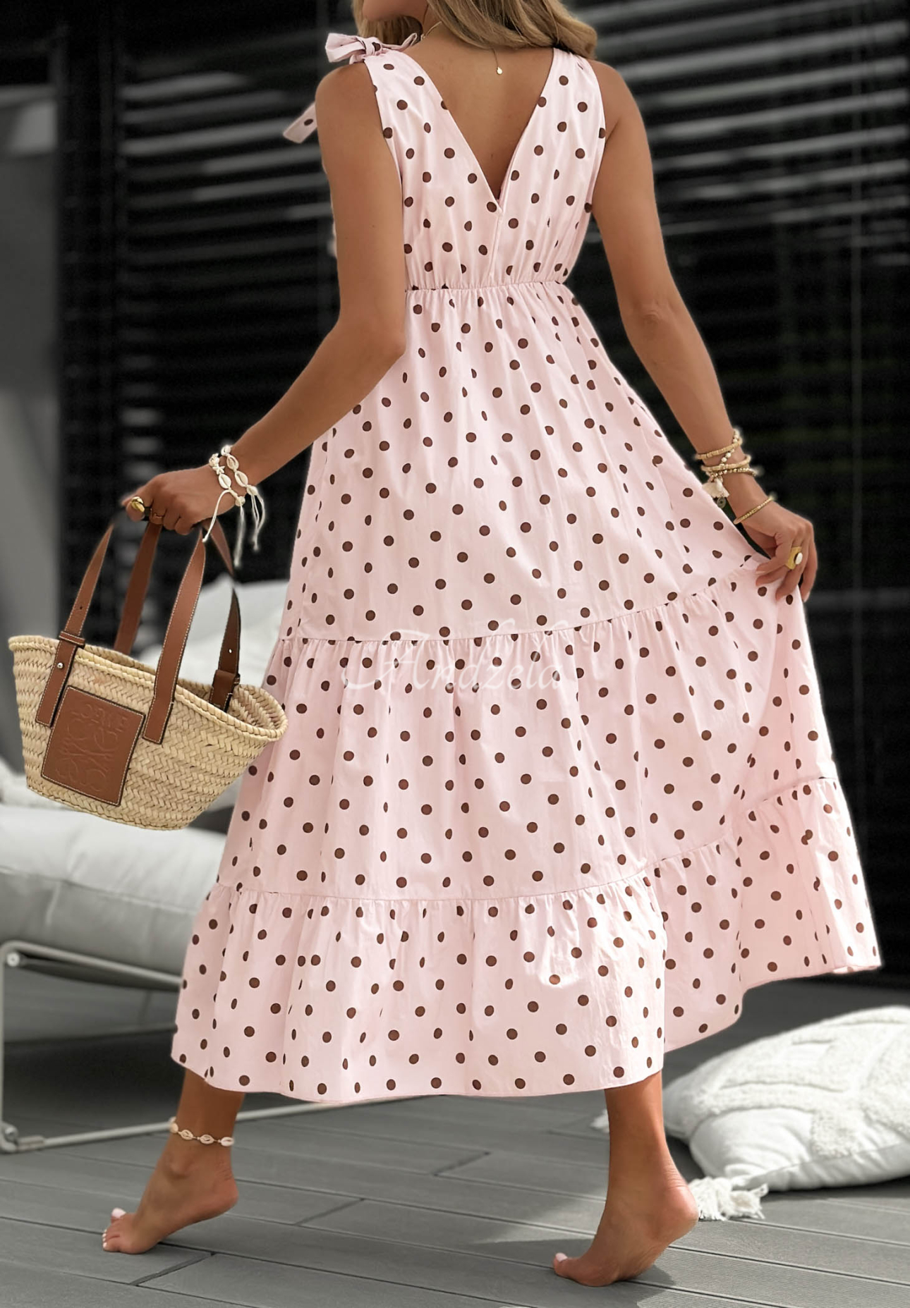 Baumwollkleid mit Polka-Dots Girly Dots Puderrosa