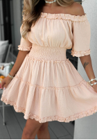 Muślinowa Kleid z bufkami Soft Walk Weiß
