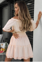 Muślinowa Kleid z bufkami Soft Walk Weiß
