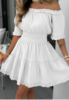 Muślinowa Kleid z bufkami Soft Walk Weiß