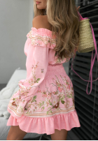 Sukienka Kleid im spanischen Stil mini Mit Muster Sweet Flori Rosa