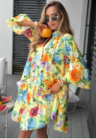 Ażurowa Kleid w kwiaty Vanilla Waves  Gelb