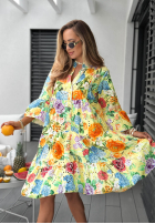 Ażurowa Kleid w kwiaty Vanilla Waves  Gelb