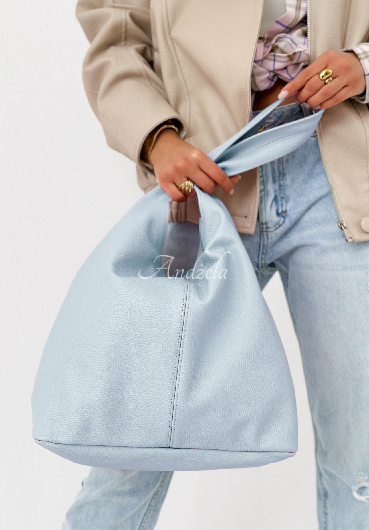 Lederhandtasche Justice Himmelblau