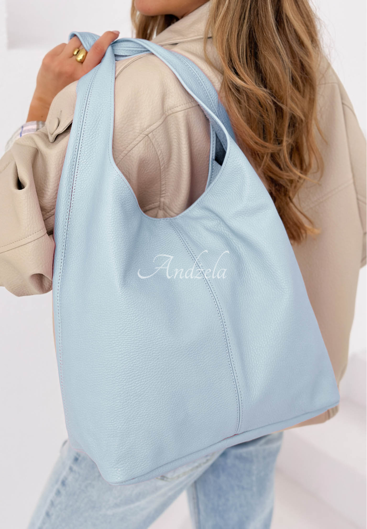 Lederhandtasche Justice Himmelblau
