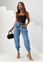 Material Hose joggery z paskiem Breeze Please Blau