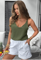 Top na ramiączkach z dekoltem w panterkę Wild Summer Beige
