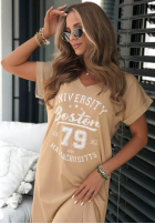 Bawełniana Kleid midi z nadrukiem Boston University Camel