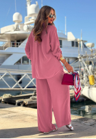 Viskose-Set Hemd und Hose wide leg Summer Skies Himbeerrot