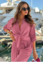 Viskose-Set Hemd und Hose wide leg Summer Skies Himbeerrot