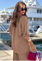 Viskose-Set Hemd und Hose wide leg Summer Skies Mokkafarben