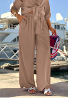 Viskose-Set Hemd und Hose wide leg Summer Skies Mokkafarben