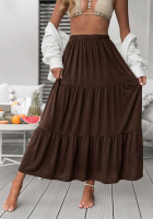 Asymetryczna Kleid maxi z falbankami Ocean Escape Khaki