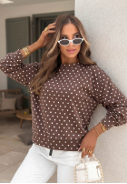 Bawełniana Sweatshirt w Punkte Dot Dream Schokoladenbraun