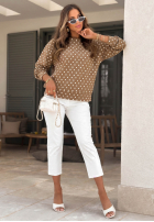 Bawełniana Sweatshirt w Punkte Dot Dream Schokoladenbraun