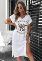 Bawełniana Kleid midi z nadrukiem Boston University Camel