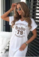 Bawełniana Kleid midi z nadrukiem Boston University Camel